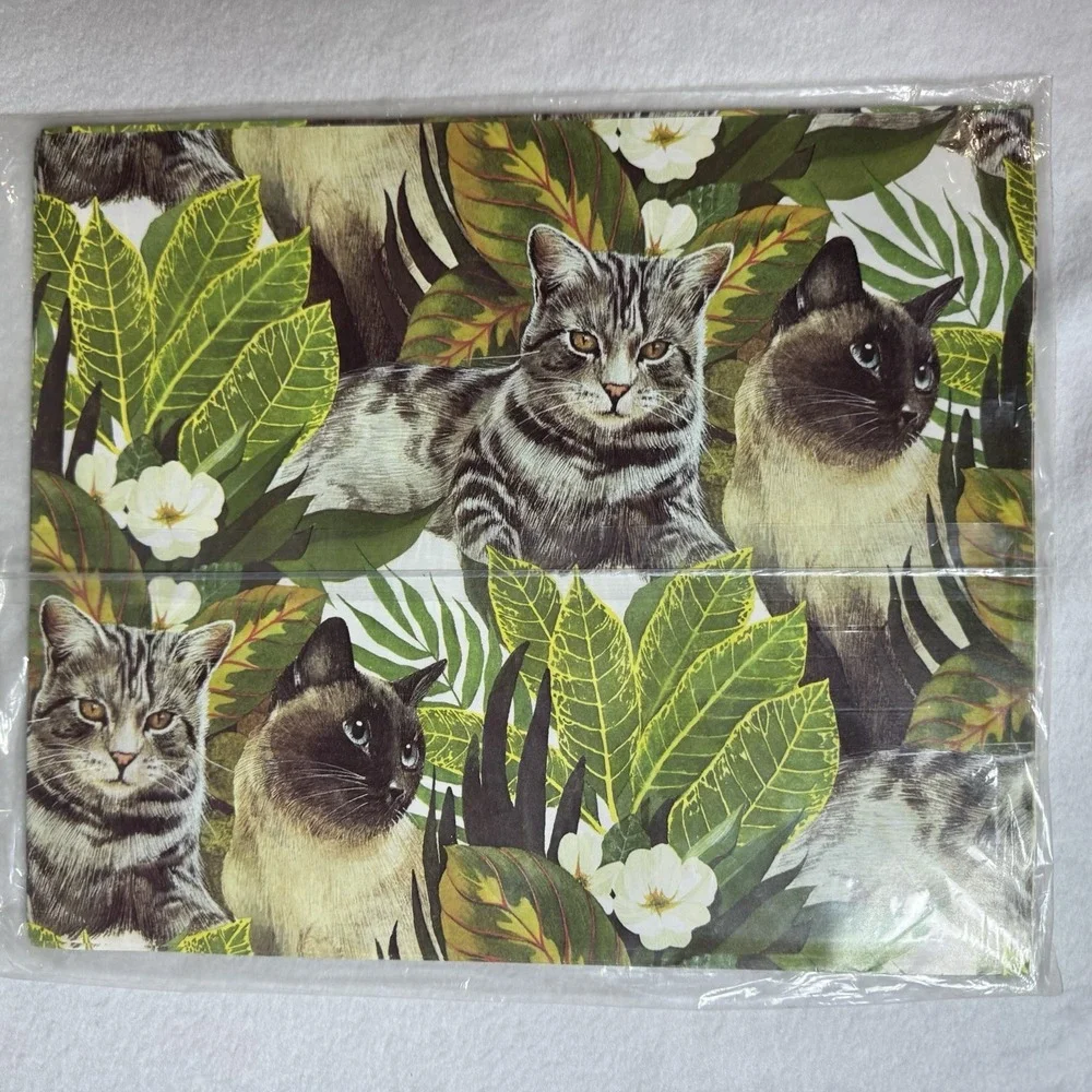 Vintage Gift Wrap Lot of 5 Packs Retro Paisley Cats Safari Animals Floral Heart